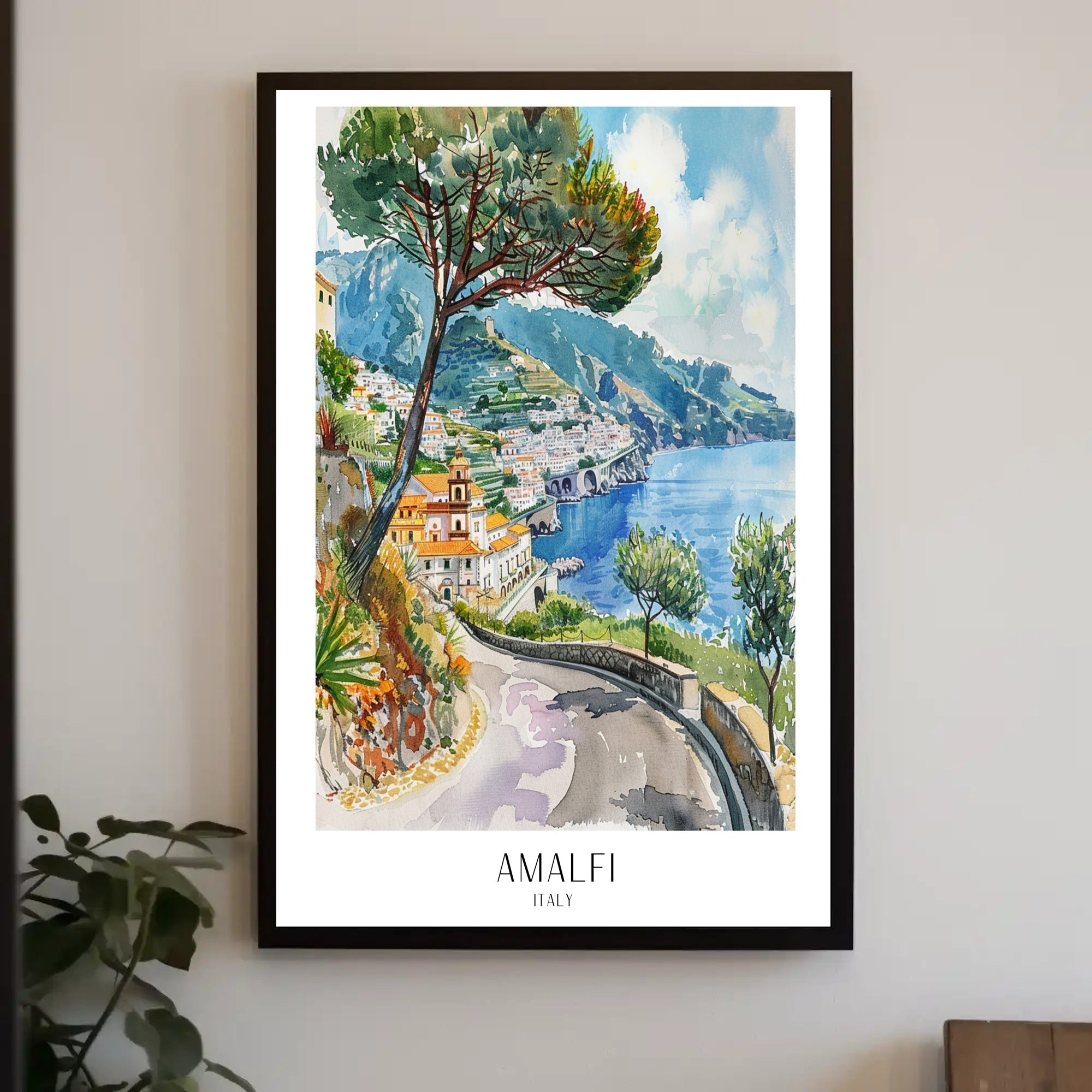 Amalfi Coast Serenity Watercolor Travel Poster PosterGoat