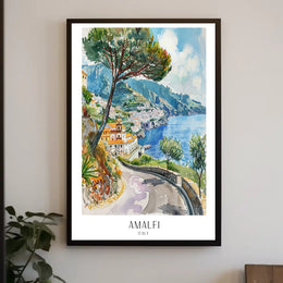 Amalfi Coast Serenity Watercolor Travel Poster PosterGoat