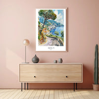 Amalfi Coast Serenity Watercolor Travel Poster PosterGoat