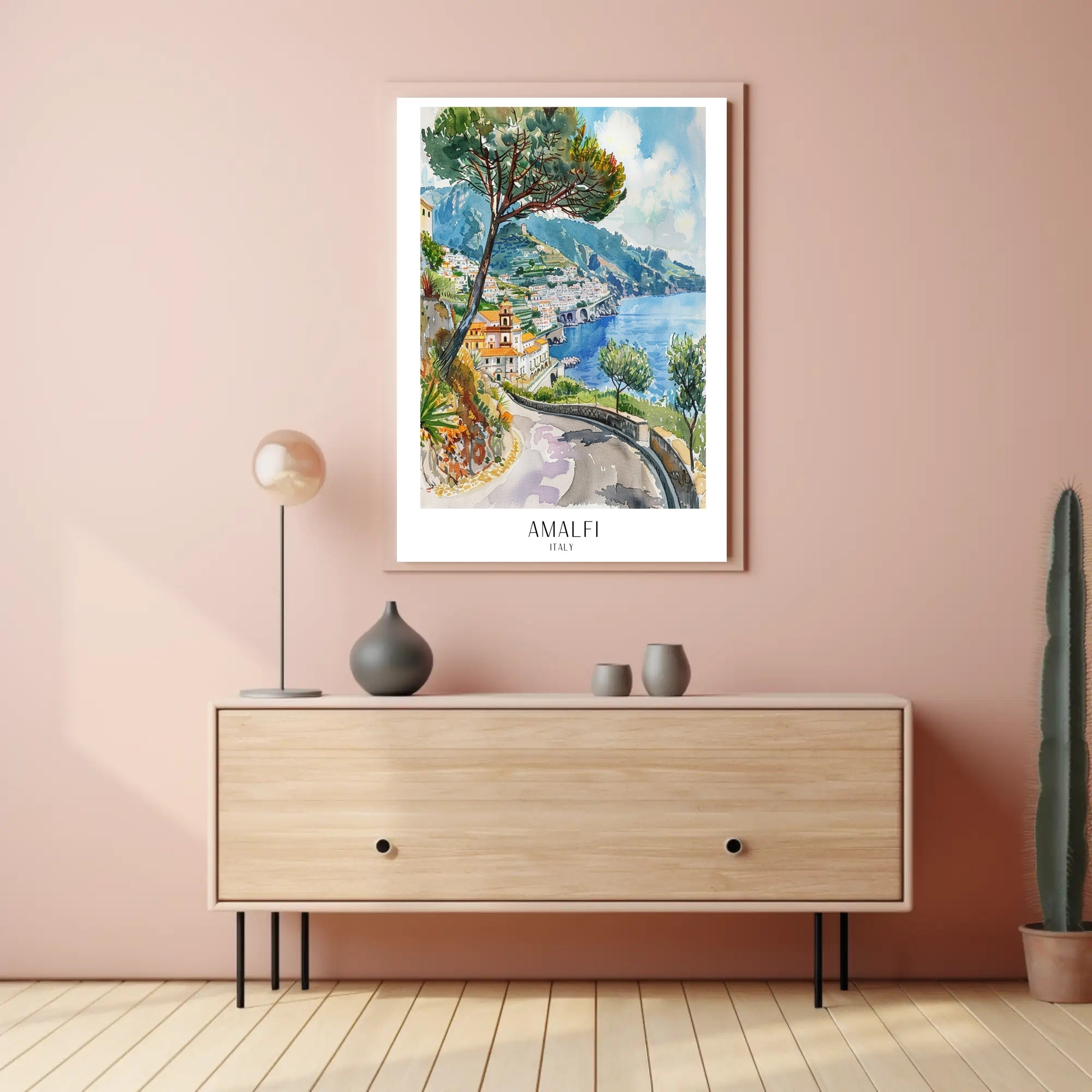 Amalfi Coast Serenity Watercolor Travel Poster PosterGoat
