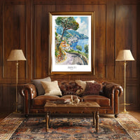 Amalfi Coast Serenity Watercolor Travel Poster PosterGoat