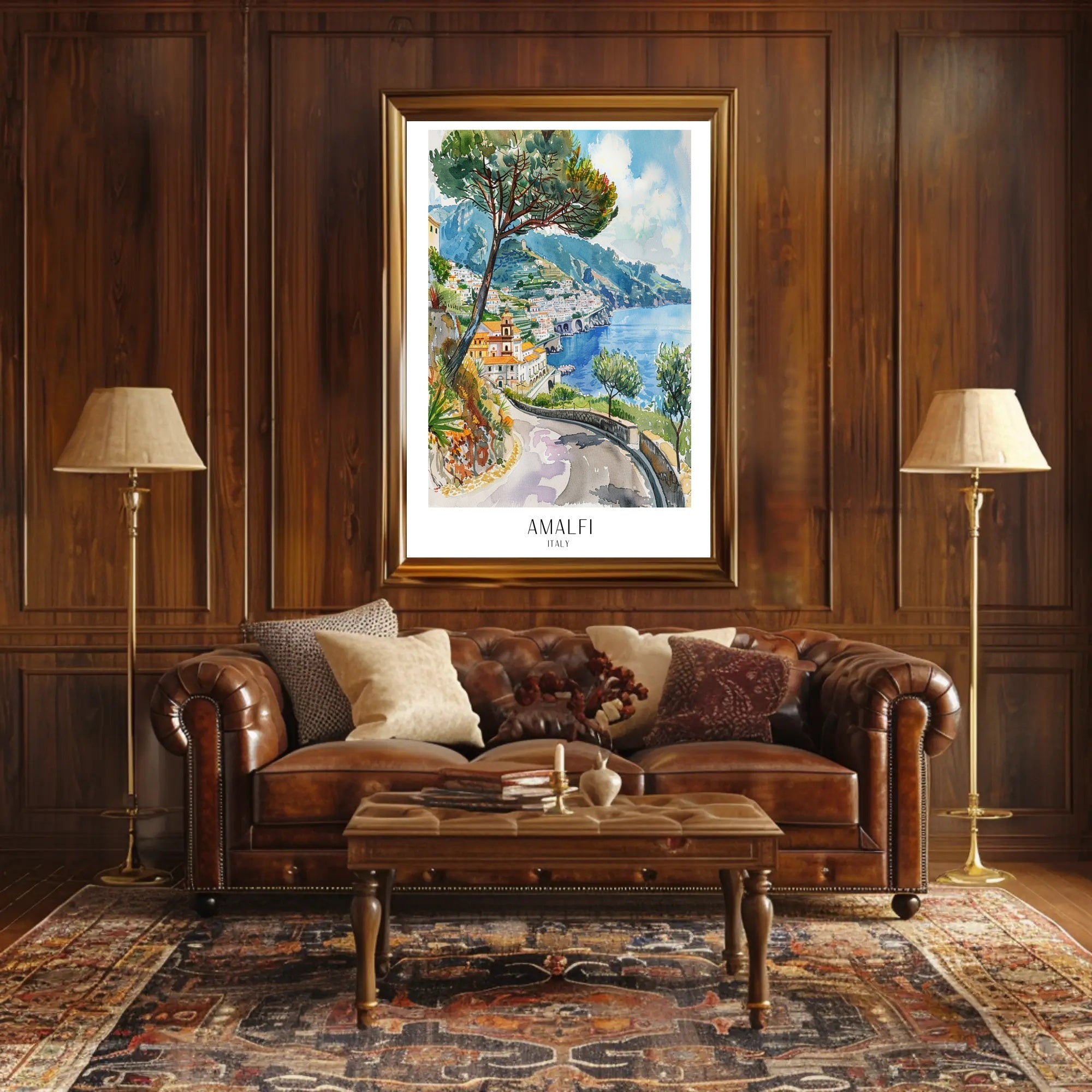 Amalfi Coast Serenity Watercolor Travel Poster PosterGoat