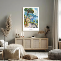 Amalfi Coast Serenity Watercolor Travel Poster PosterGoat