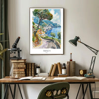 Amalfi Coast Serenity Watercolor Travel Poster PosterGoat