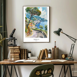 Amalfi Coast Serenity Watercolor Travel Poster PosterGoat