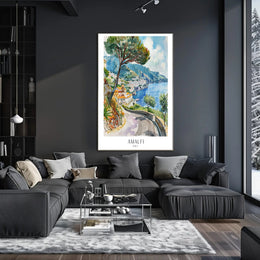 Amalfi Coast Serenity Watercolor Travel Poster PosterGoat