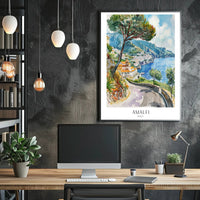 Amalfi Coast Serenity Watercolor Travel Poster PosterGoat