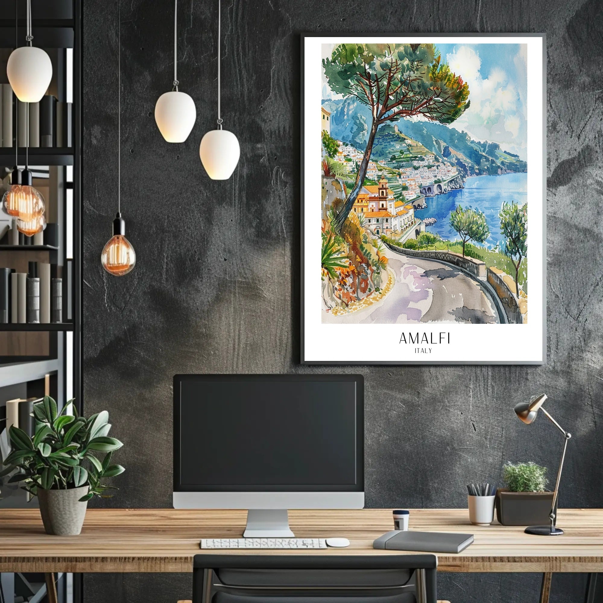 Amalfi Coast Serenity Watercolor Travel Poster PosterGoat