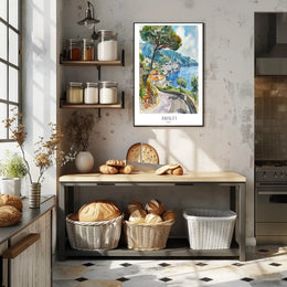 Amalfi Coast Serenity Watercolor Travel Poster PosterGoat