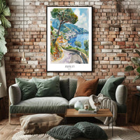 Amalfi Coast Serenity Watercolor Travel Poster PosterGoat