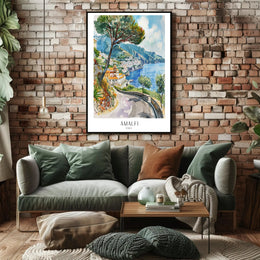 Amalfi Coast Serenity Watercolor Travel Poster PosterGoat