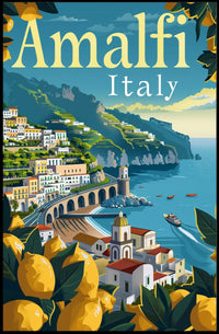 Amalfi Coast Vibrant Italian Landscape Travel Poster PosterGoat