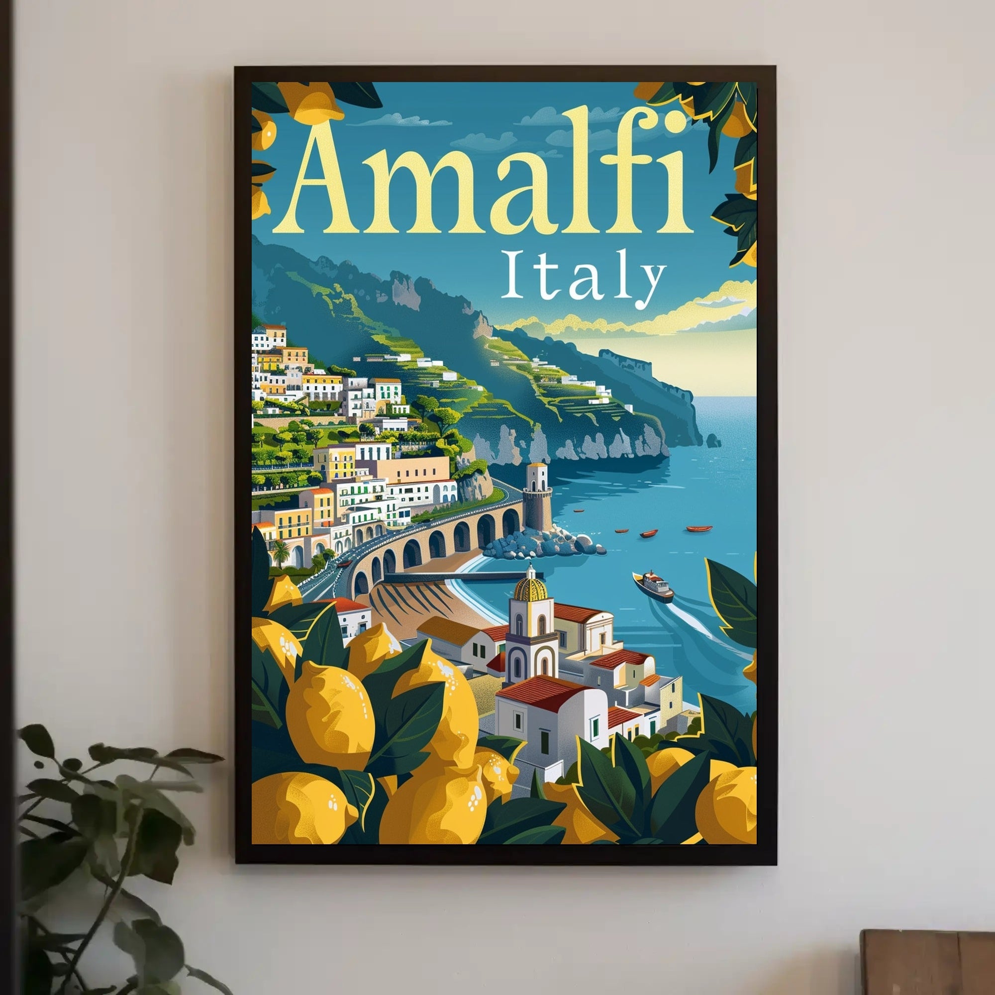 Amalfi Coast Vibrant Italian Landscape Travel Poster PosterGoat