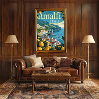 Amalfi Coast Vibrant Italian Landscape Travel Poster PosterGoat