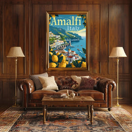 Amalfi Coast Vibrant Italian Landscape Travel Poster PosterGoat