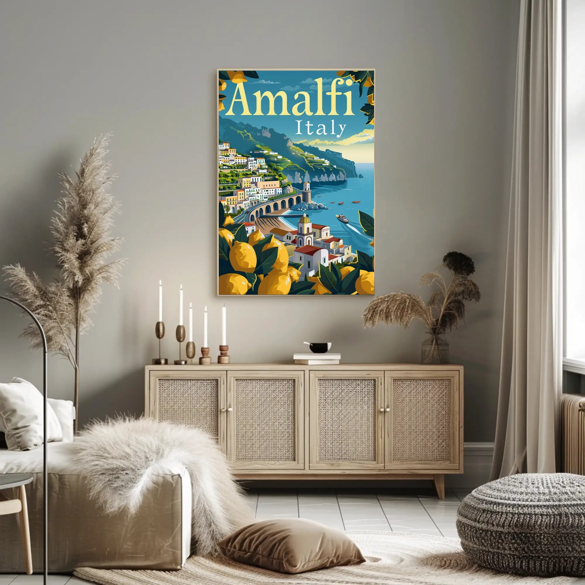 Amalfi Coast Vibrant Italian Landscape Travel Poster PosterGoat