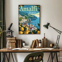 Amalfi Coast Vibrant Italian Landscape Travel Poster PosterGoat