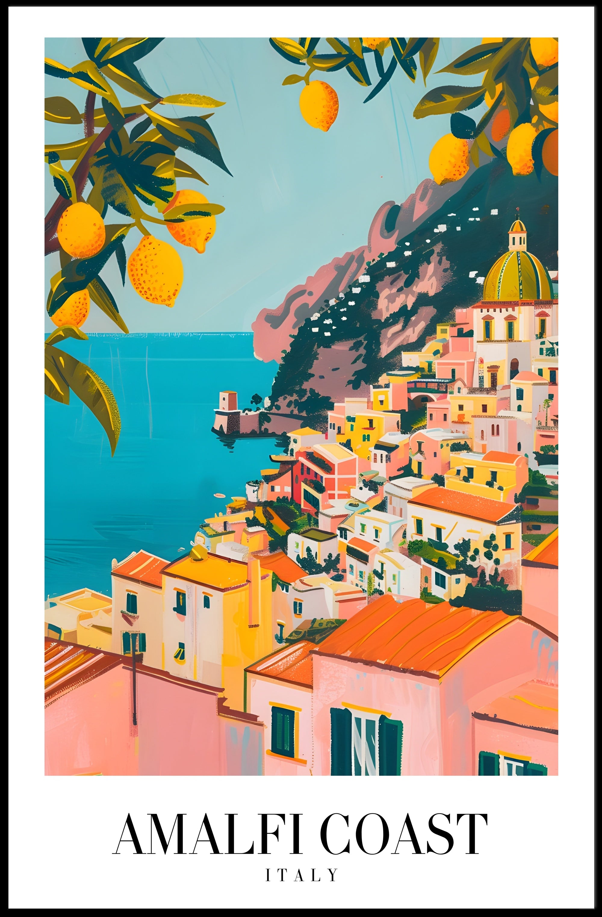 Amalfi Coast Vibrant Scenic Art Print Travel Poster PosterGoat