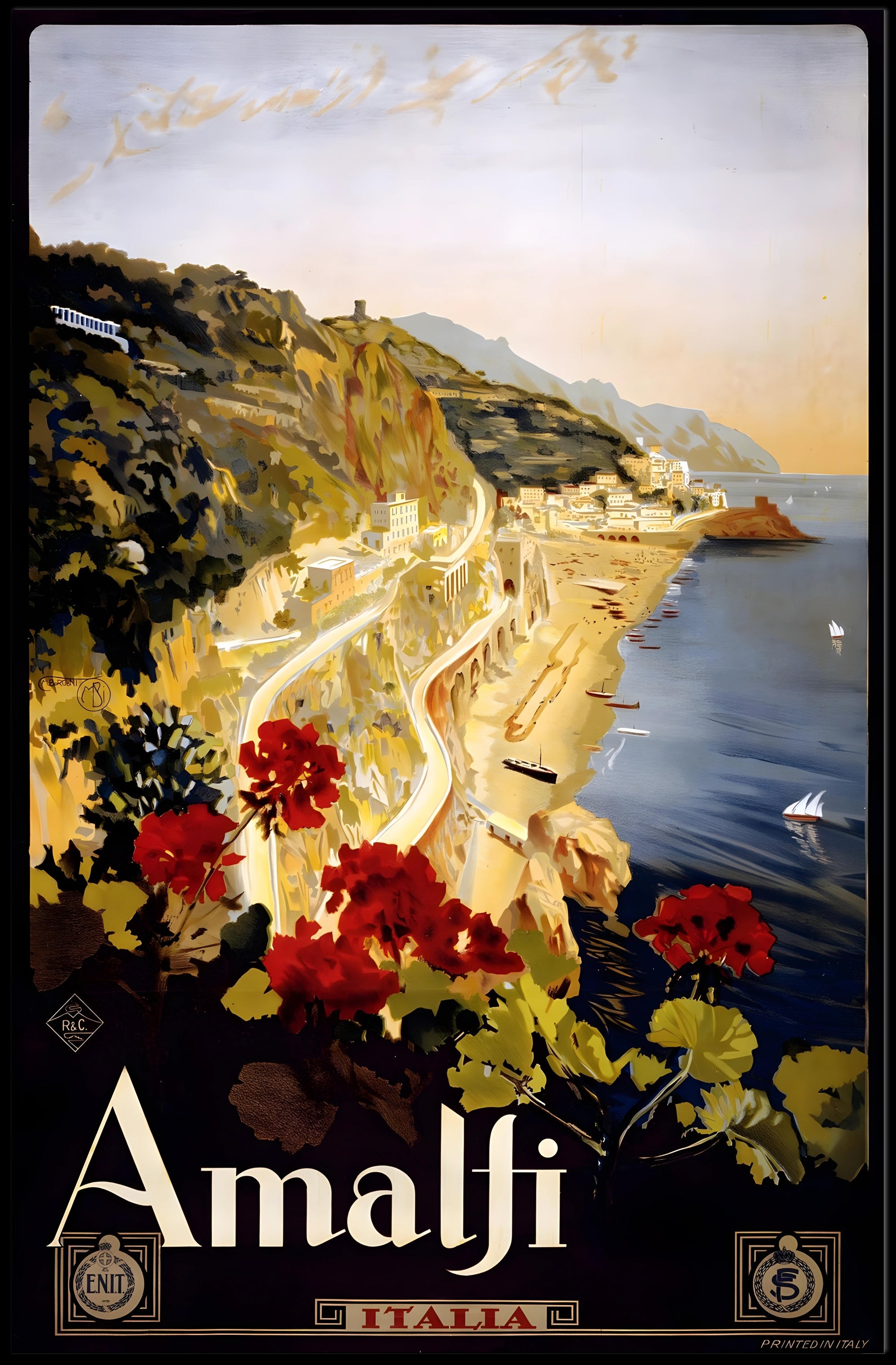 Amalfi Coast Vintage Illustration Travel Poster PosterGoat
