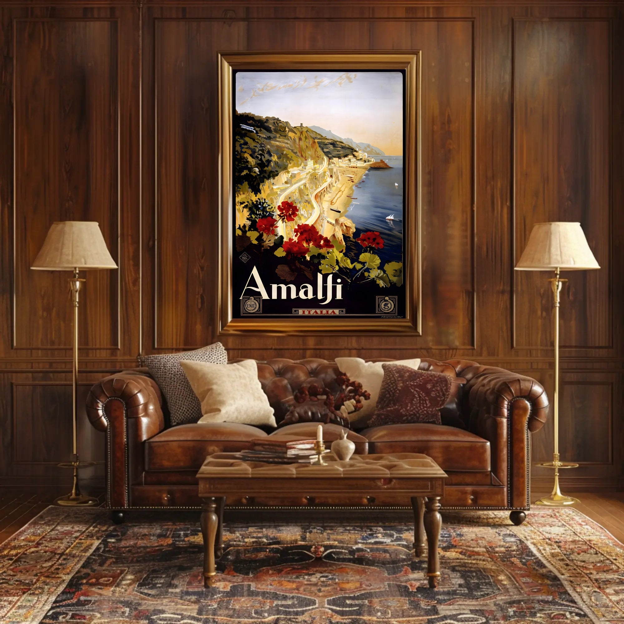 Amalfi Coast Vintage Illustration Travel Poster PosterGoat