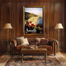 Amalfi Coast Vintage Illustration Travel Poster PosterGoat
