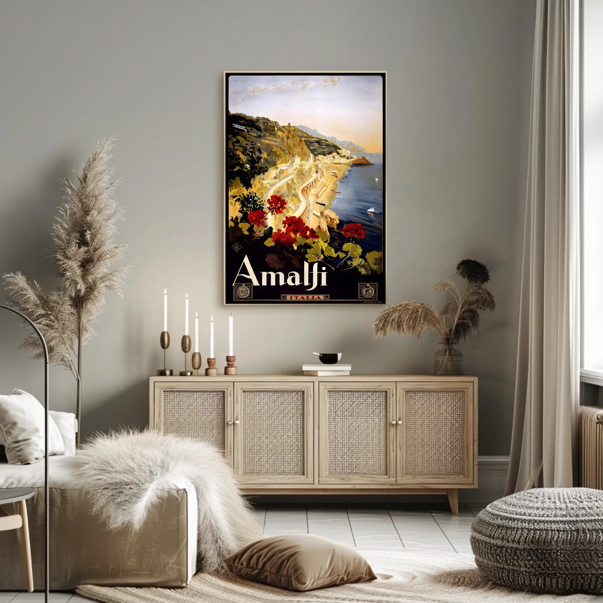 Amalfi Coast Vintage Illustration Travel Poster PosterGoat