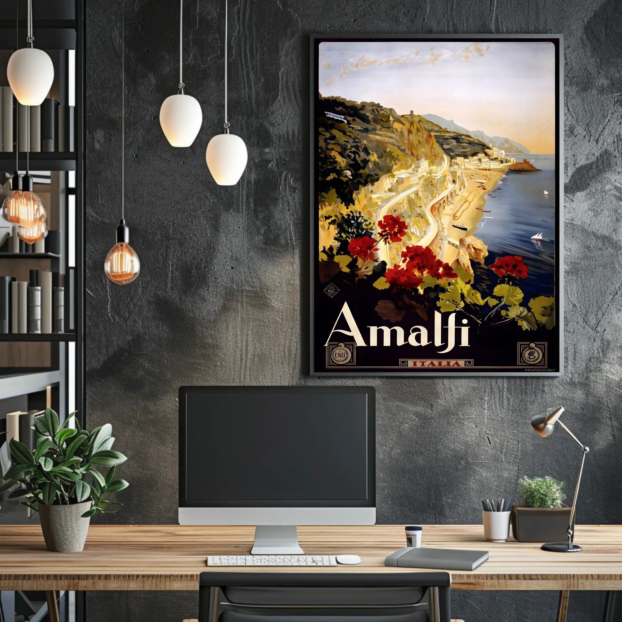Amalfi Coast Vintage Illustration Travel Poster PosterGoat