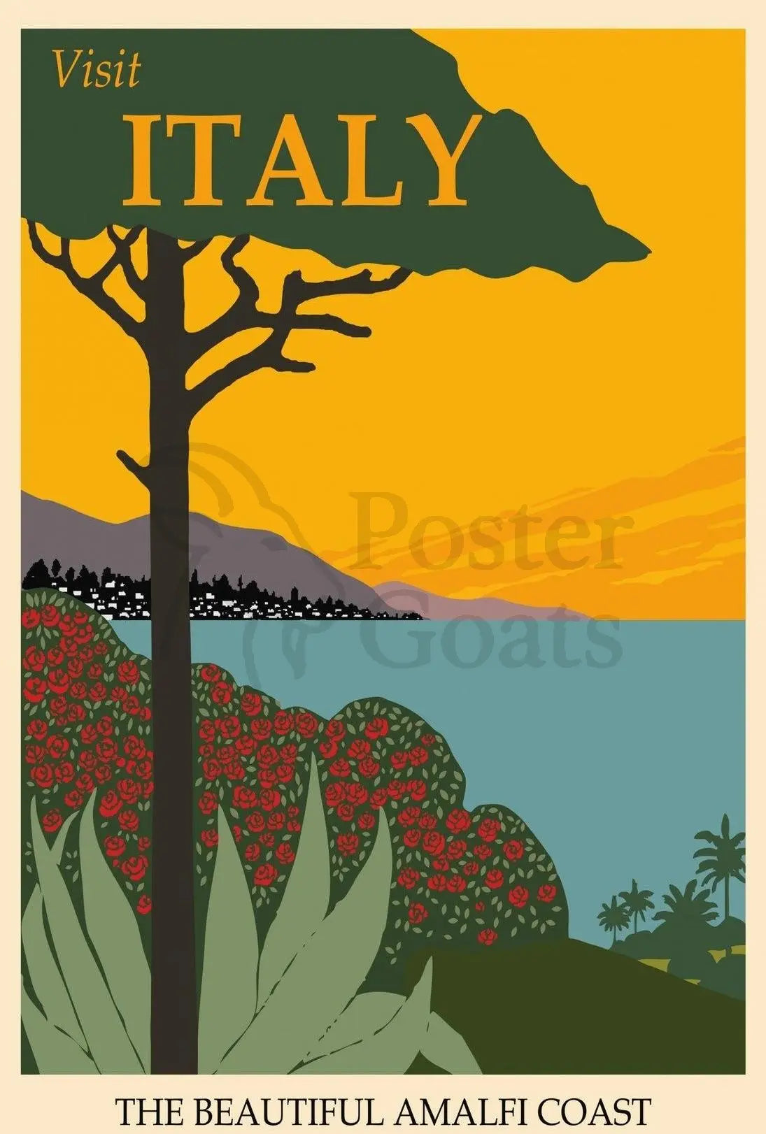 Amalfi Coast Vintage Travel Art Print Retro Travel Poster PosterGoat