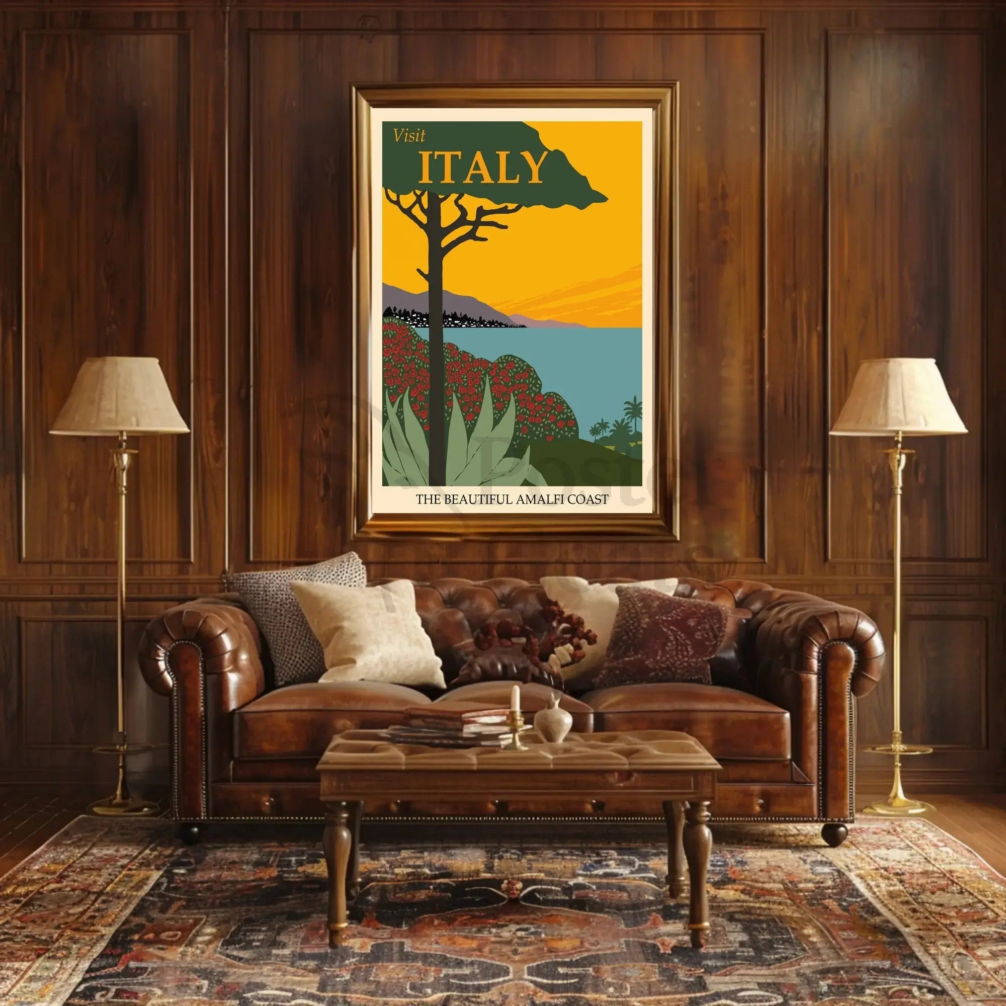 Amalfi Coast Vintage Travel Art Print Retro Travel Poster PosterGoat