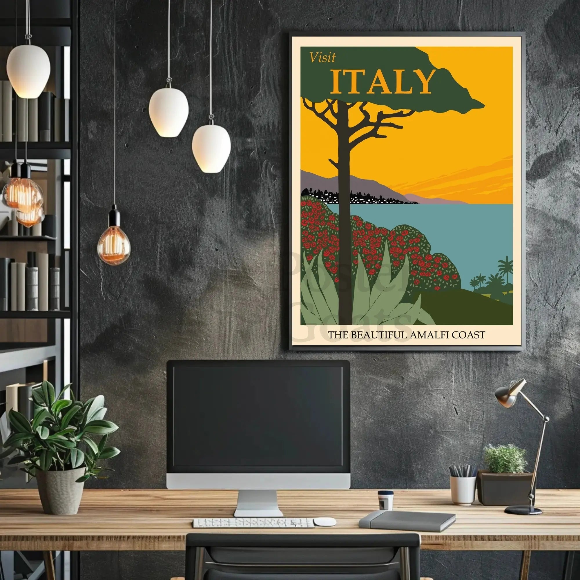 Amalfi Coast Vintage Travel Art Print Retro Travel Poster PosterGoat