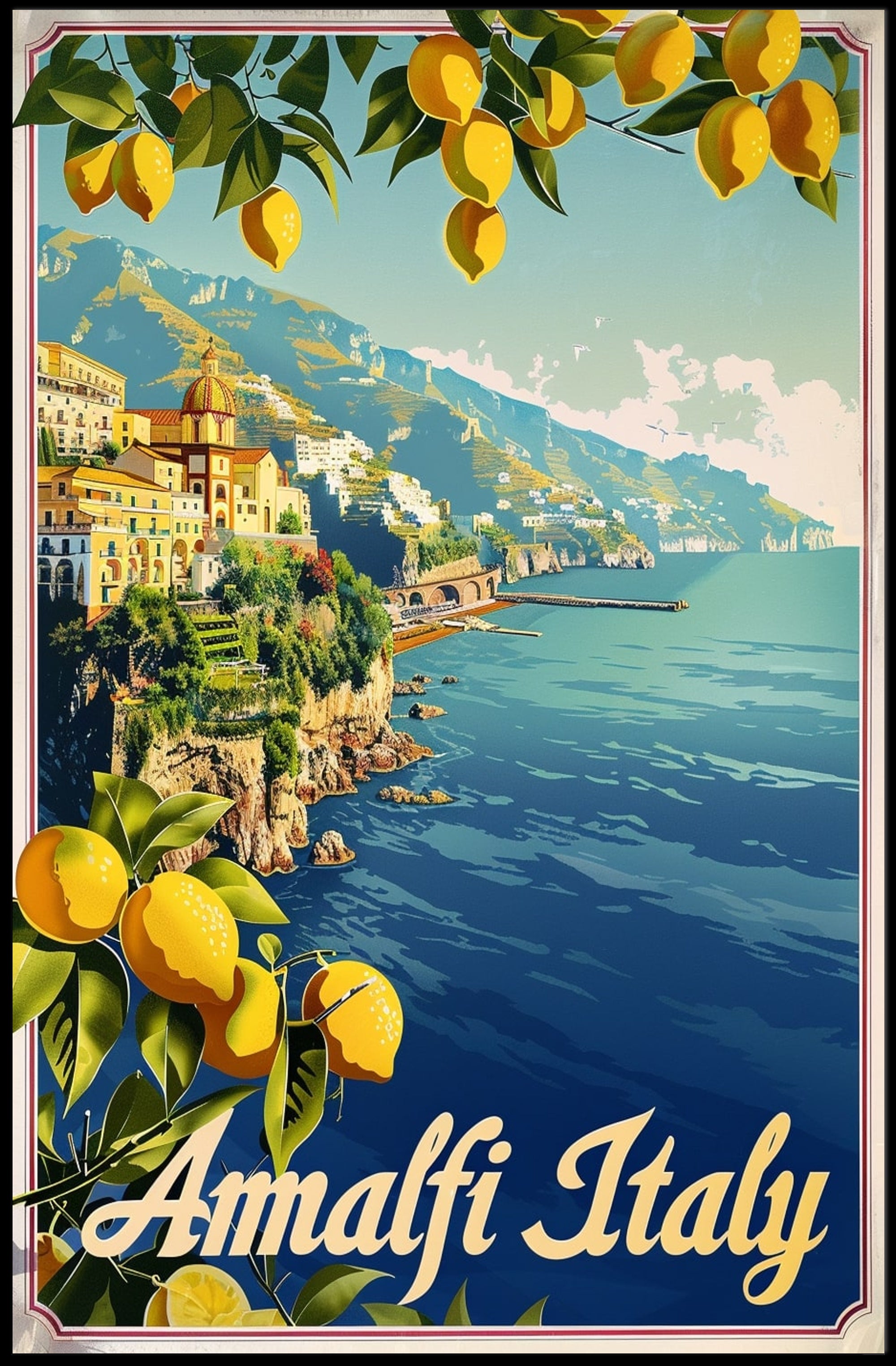 Amalfi Coast Vintage Travel Poster PosterGoat