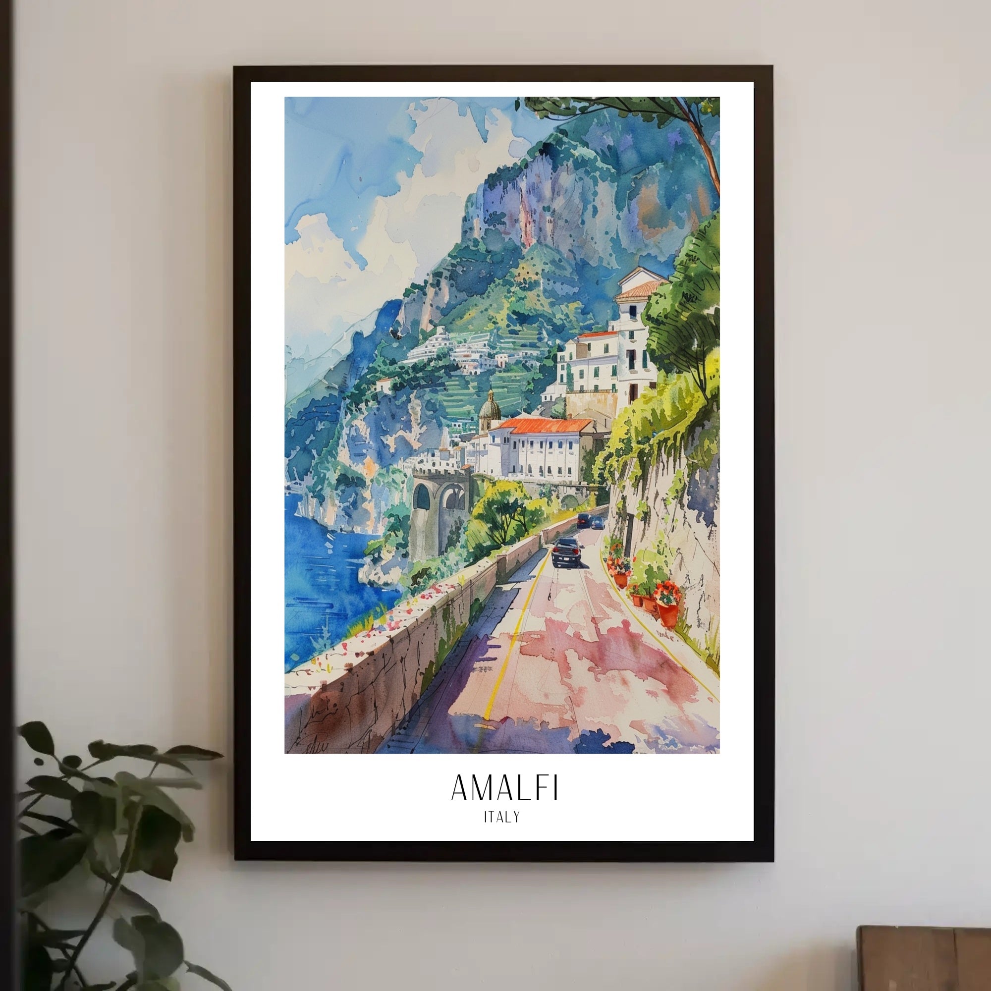 Amalfi Coast Watercolor Art Travel Poster PosterGoat