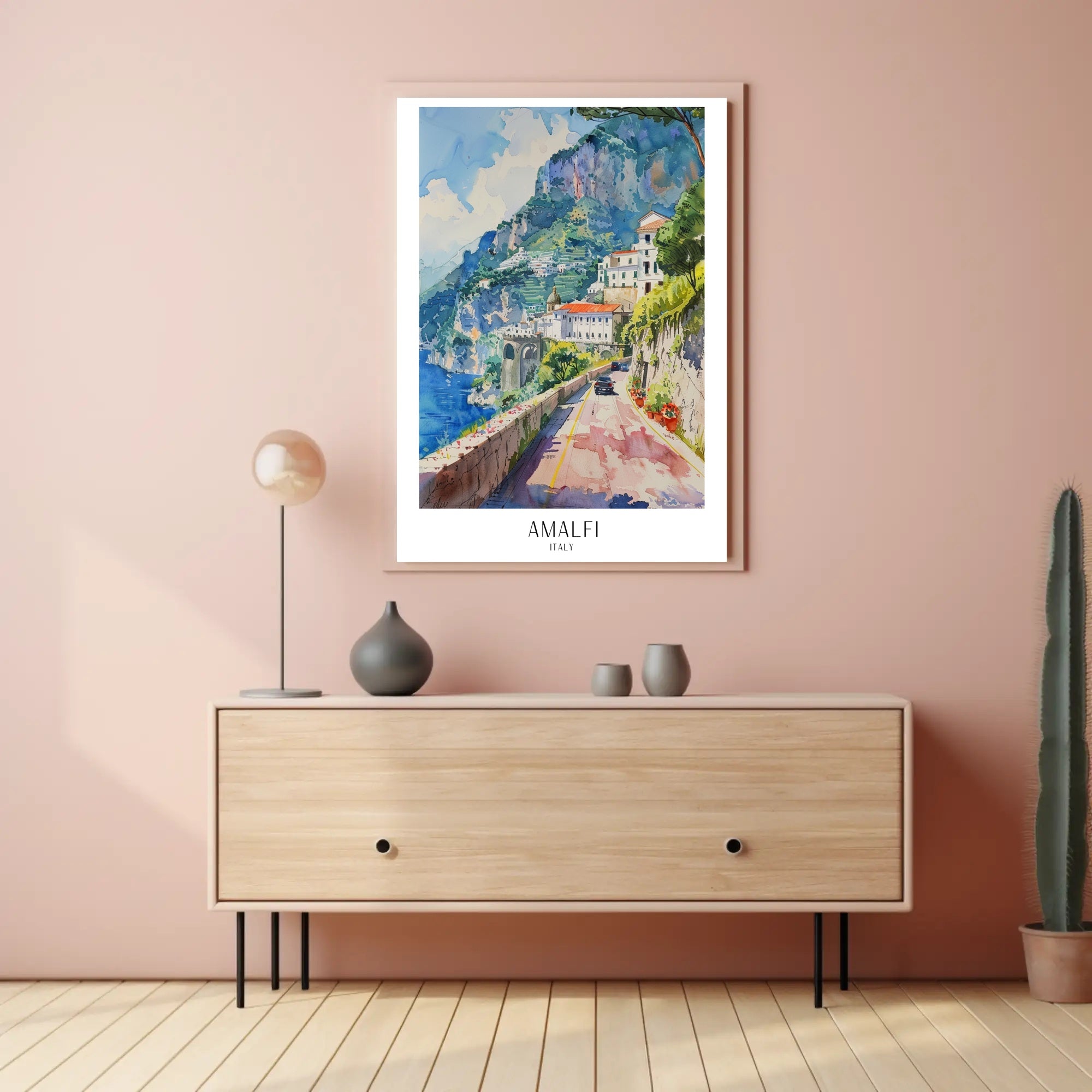 Amalfi Coast Watercolor Art Travel Poster PosterGoat
