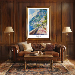 Amalfi Coast Watercolor Art Travel Poster PosterGoat
