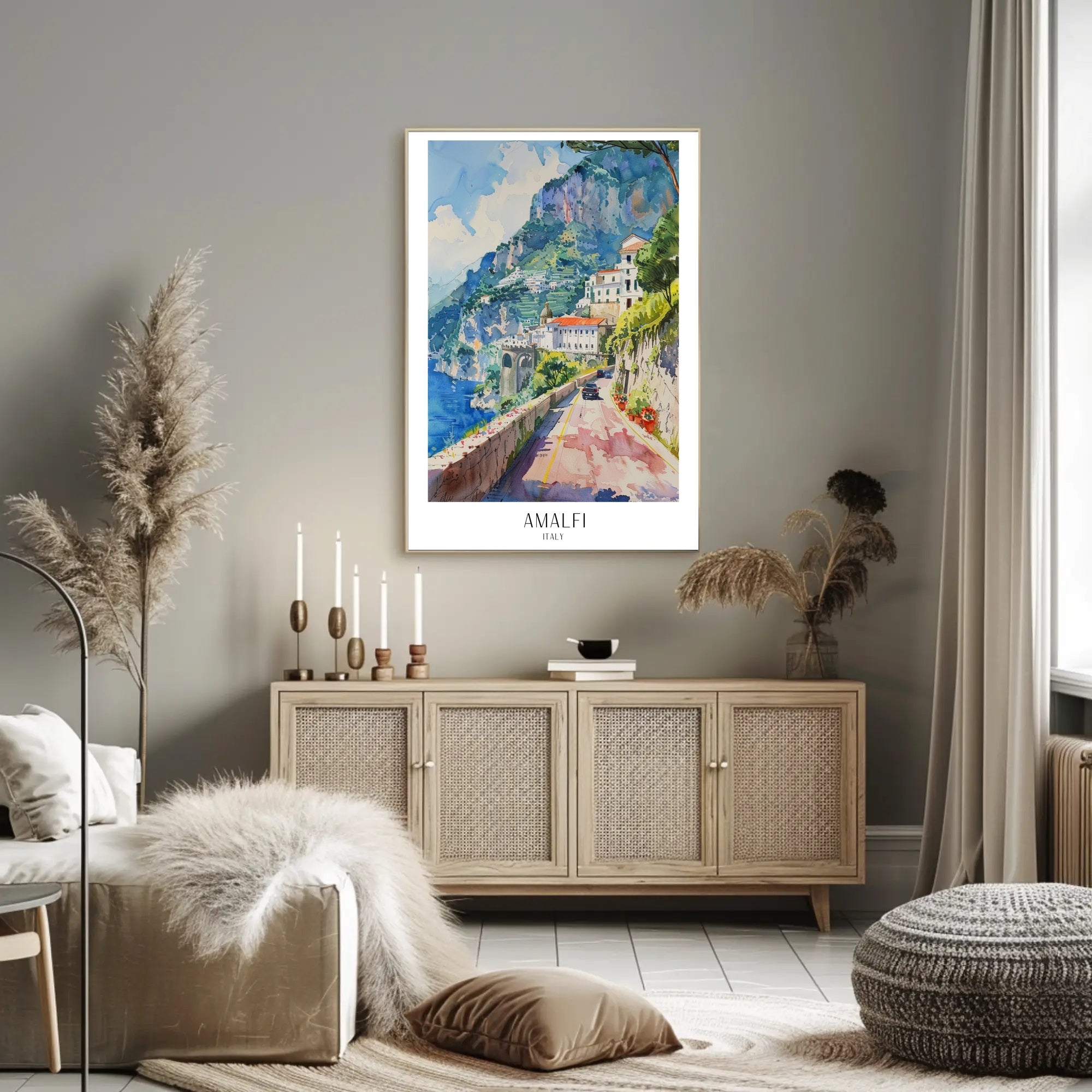 Amalfi Coast Watercolor Art Travel Poster PosterGoat