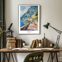 Amalfi Coast Watercolor Art Travel Poster PosterGoat