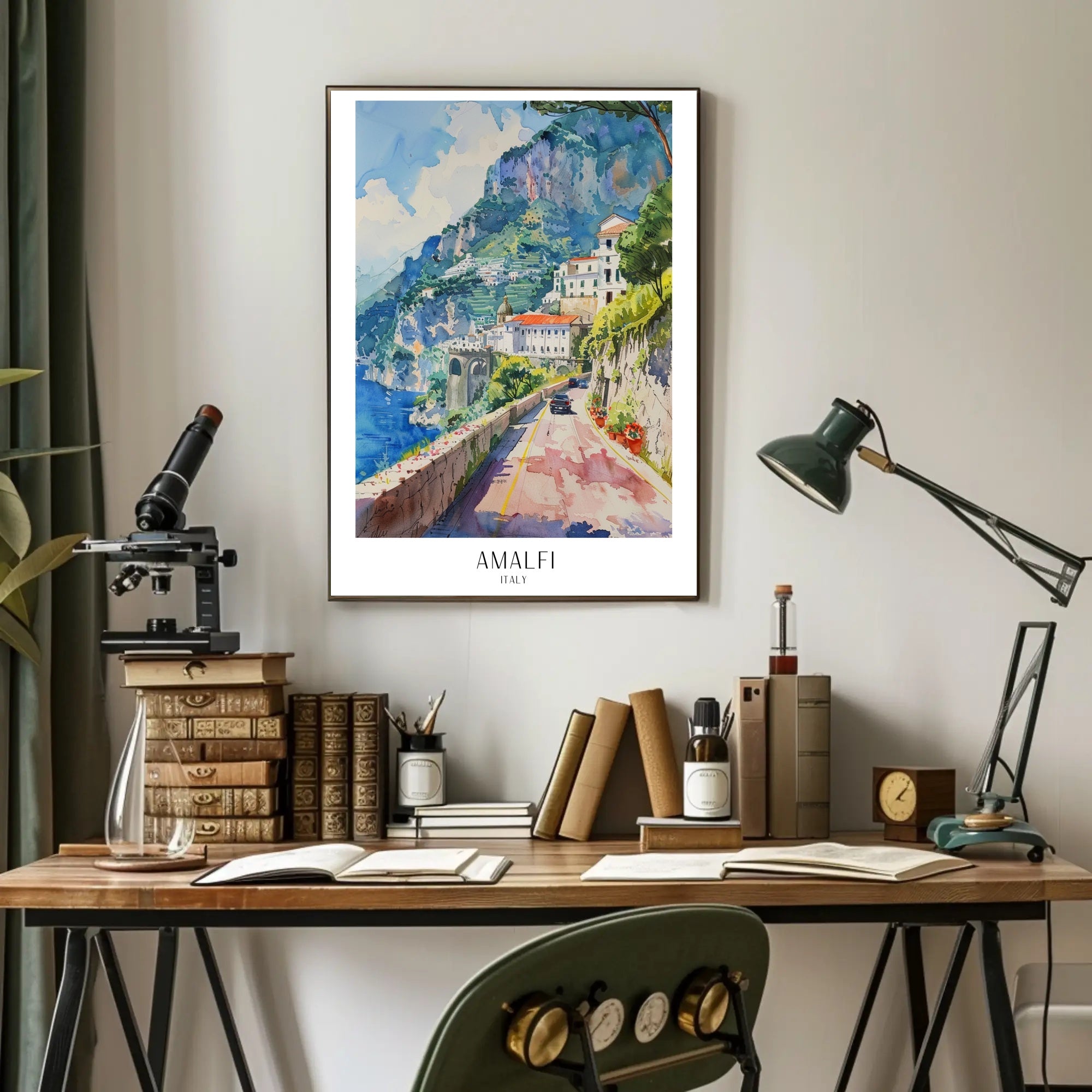Amalfi Coast Watercolor Art Travel Poster PosterGoat