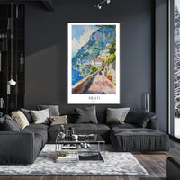 Amalfi Coast Watercolor Art Travel Poster PosterGoat