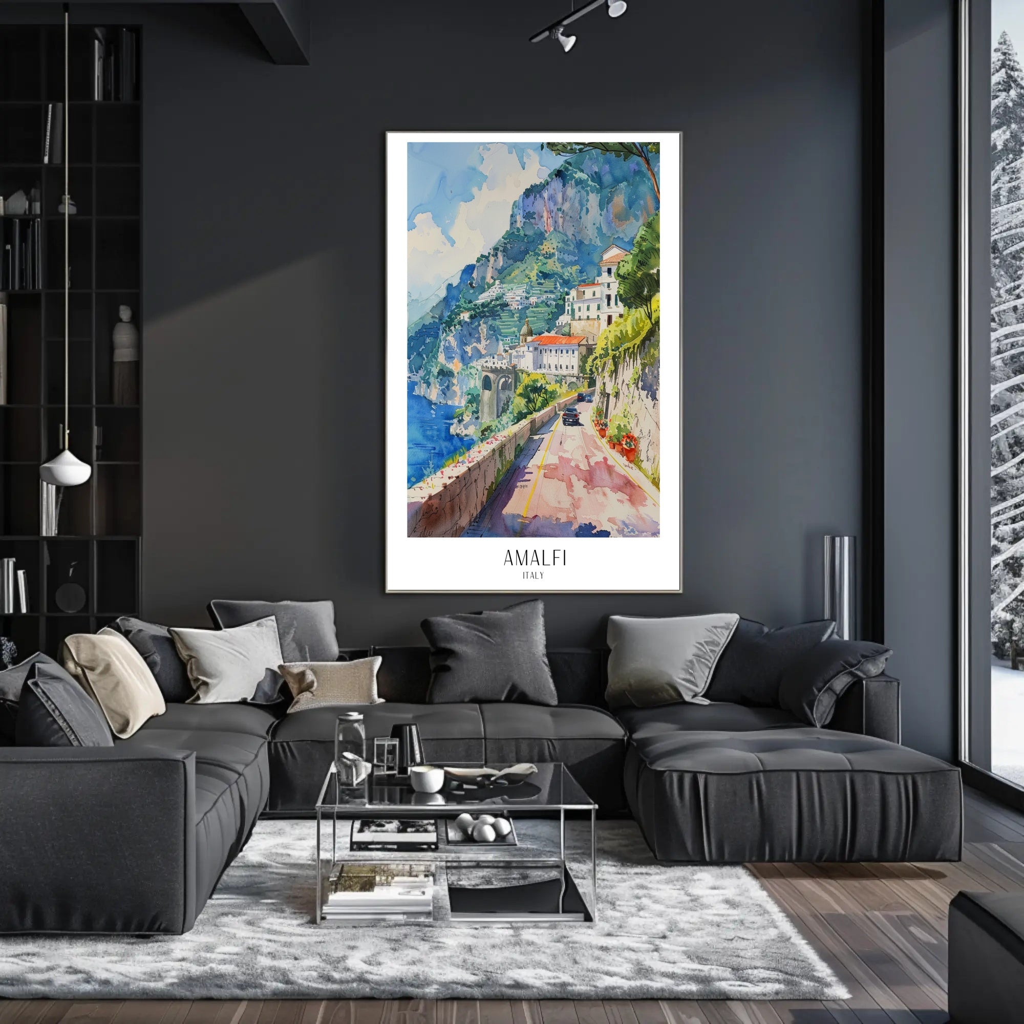 Amalfi Coast Watercolor Art Travel Poster PosterGoat