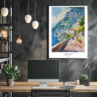 Amalfi Coast Watercolor Art Travel Poster PosterGoat