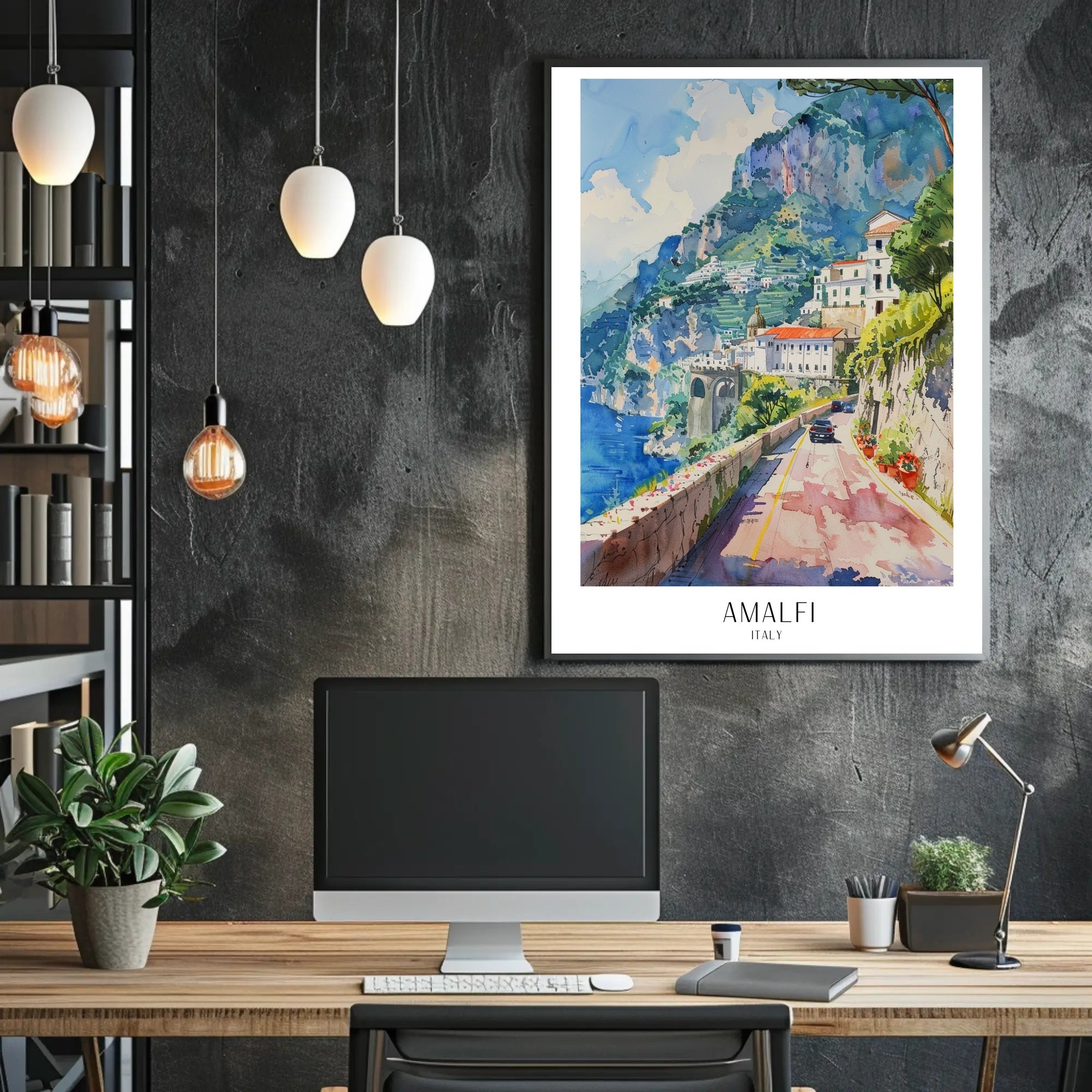 Amalfi Coast Watercolor Art Travel Poster PosterGoat