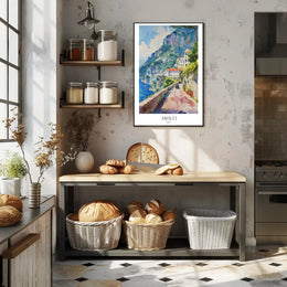 Amalfi Coast Watercolor Art Travel Poster PosterGoat
