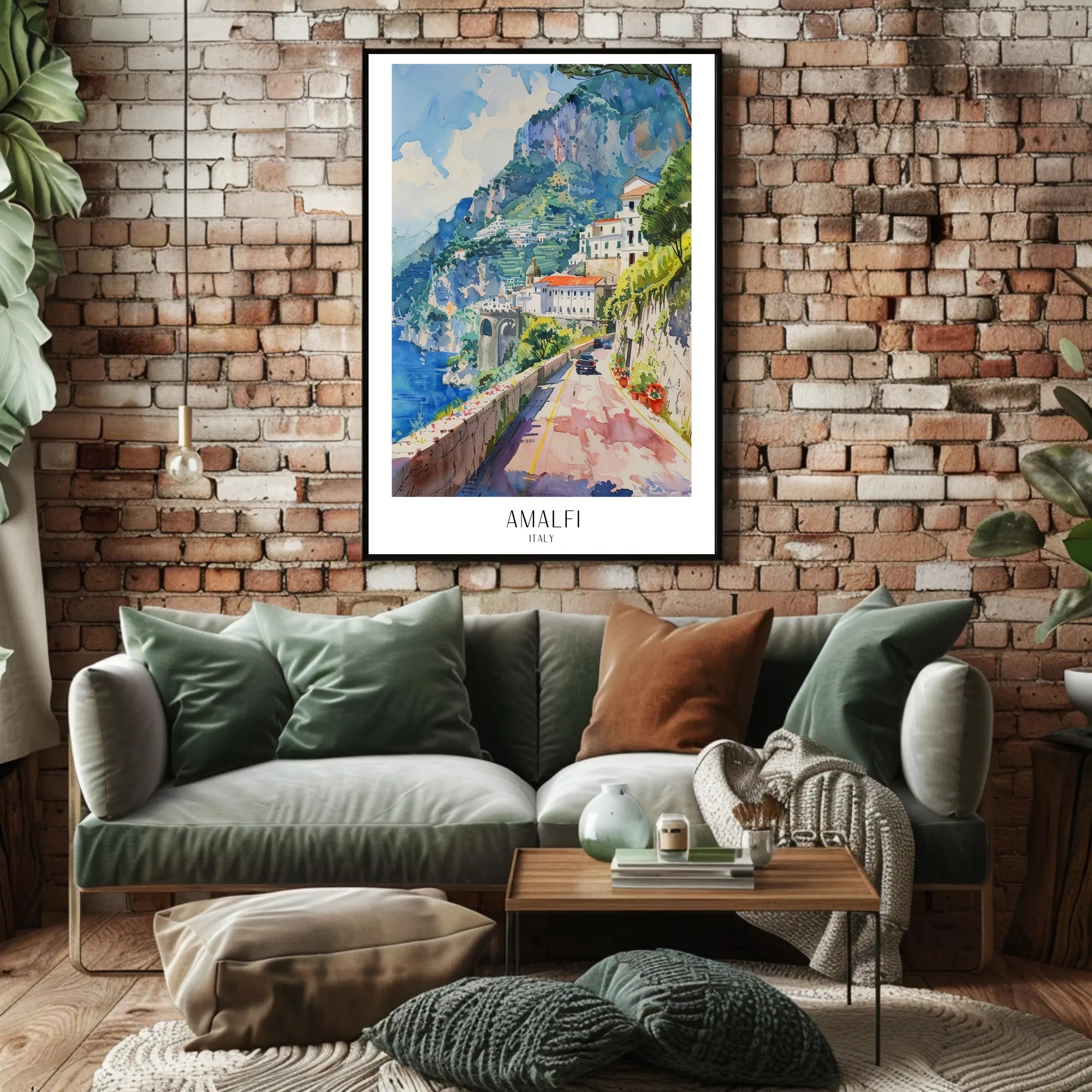Amalfi Coast Watercolor Art Travel Poster PosterGoat