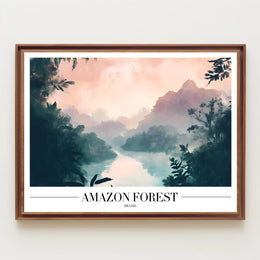 Amazon Forest Misty Landscape Poster - National Park Poster PosterGoat