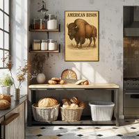 American Bison Vintage Illustration Animal Poster PosterGoat