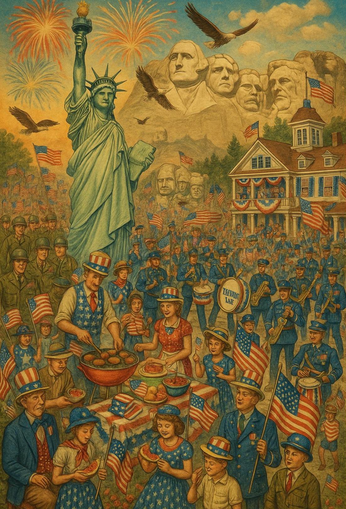 American Heritage Celebration Nostalgic Historical Poster PosterGoat
