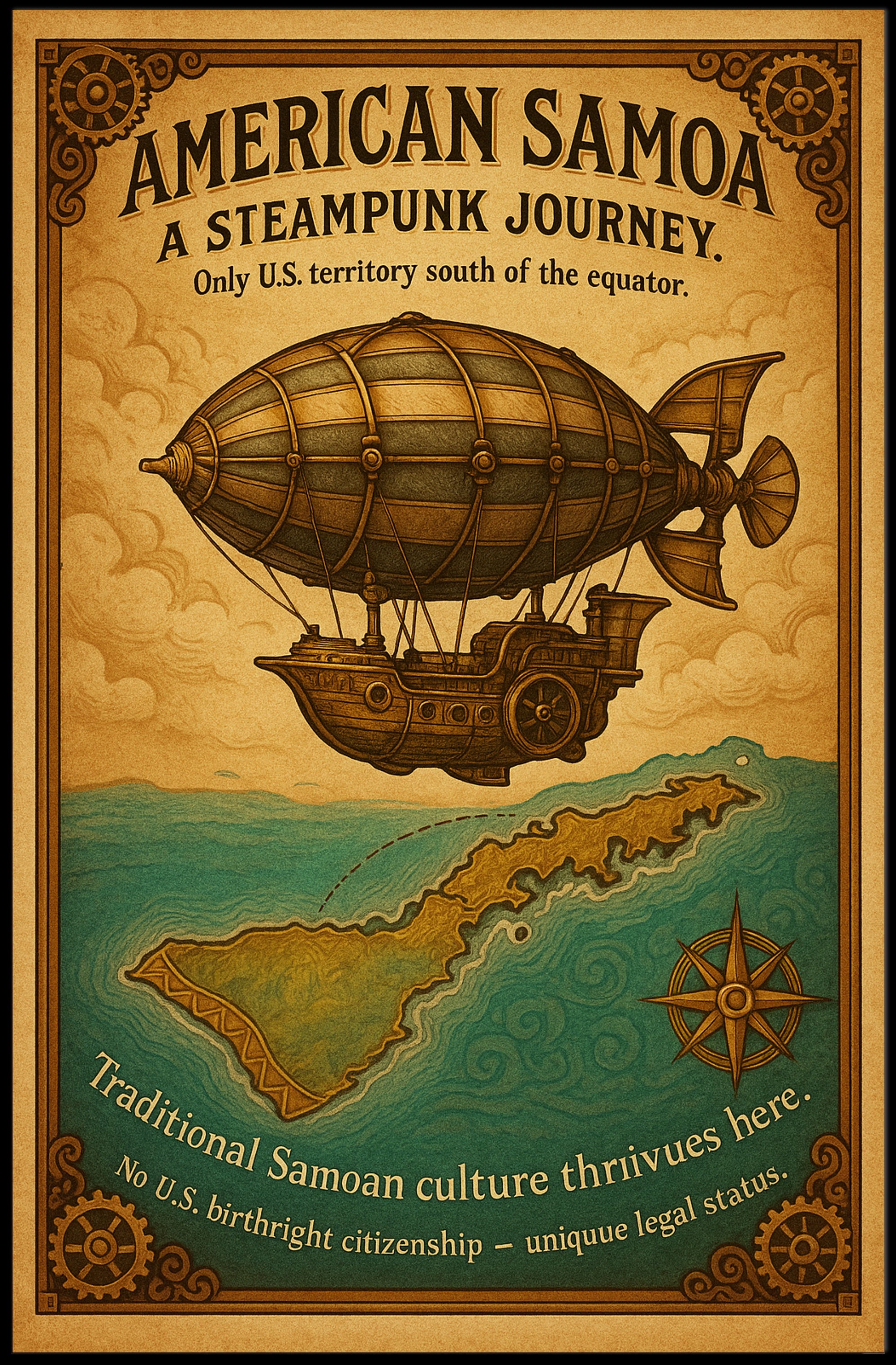 American Samoa A Steampunk Journey Poster PosterGoat