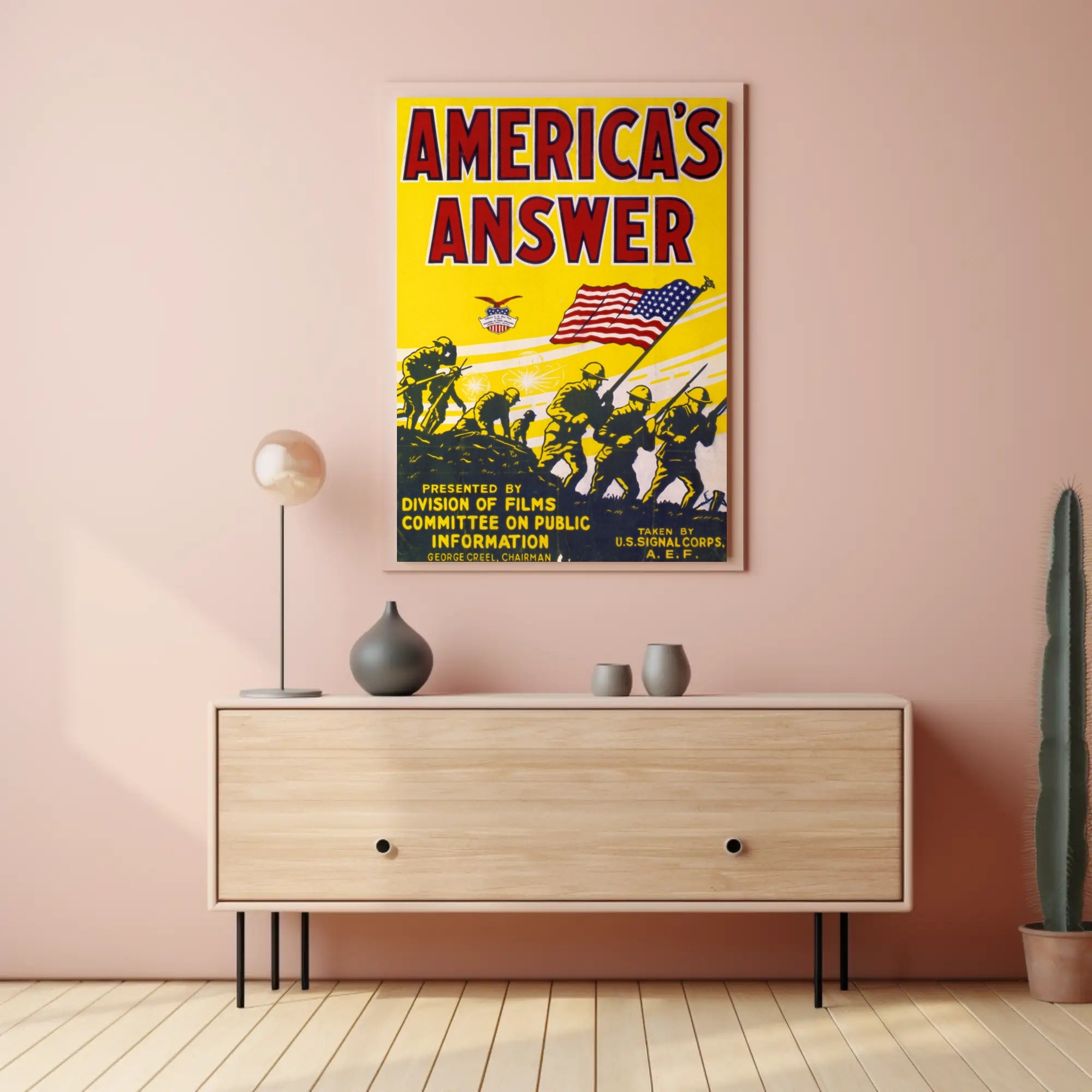American Soldiers with Flag World War I Poster PosterGoat