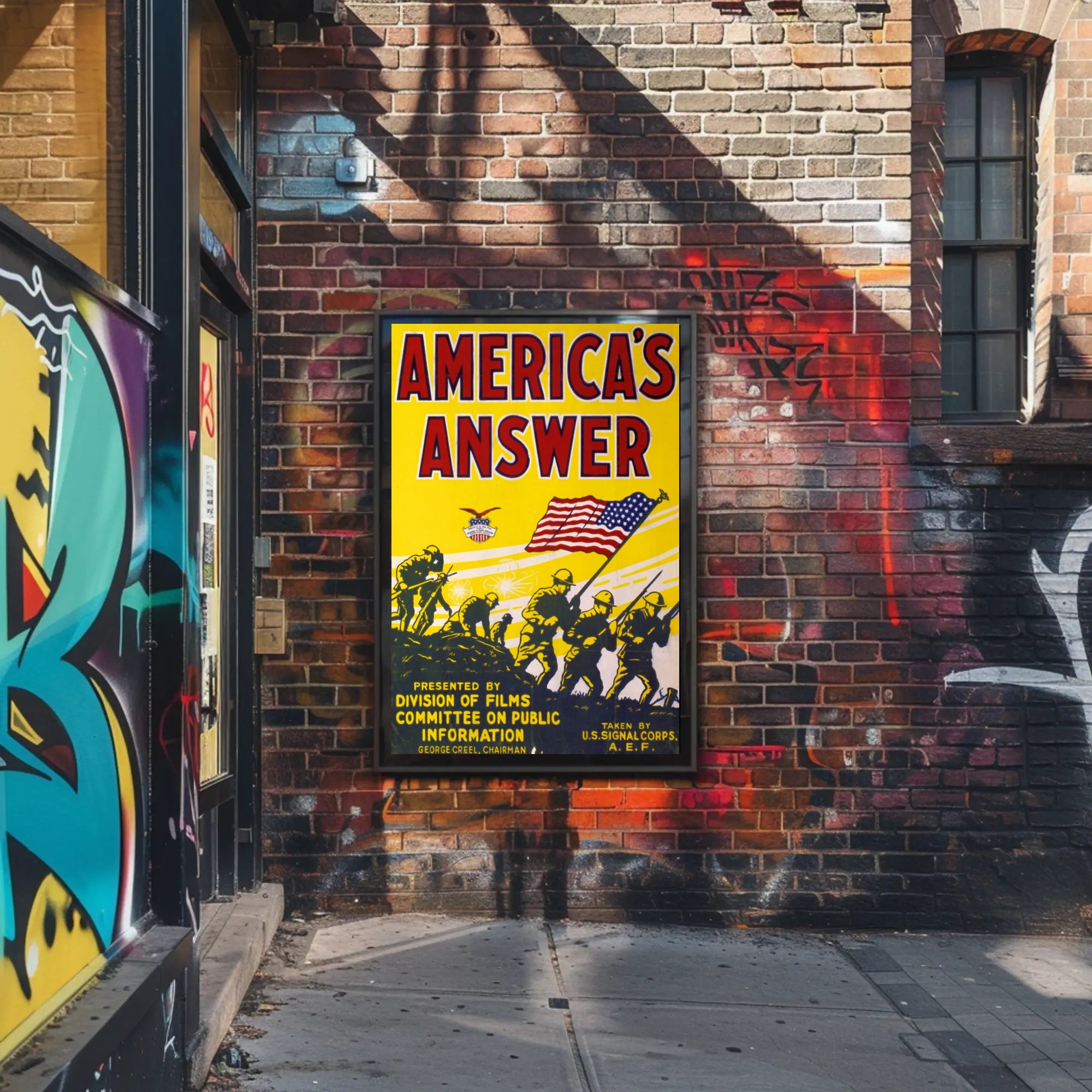 American Soldiers with Flag World War I Poster PosterGoat