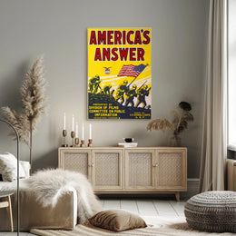 American Soldiers with Flag World War I Poster PosterGoat